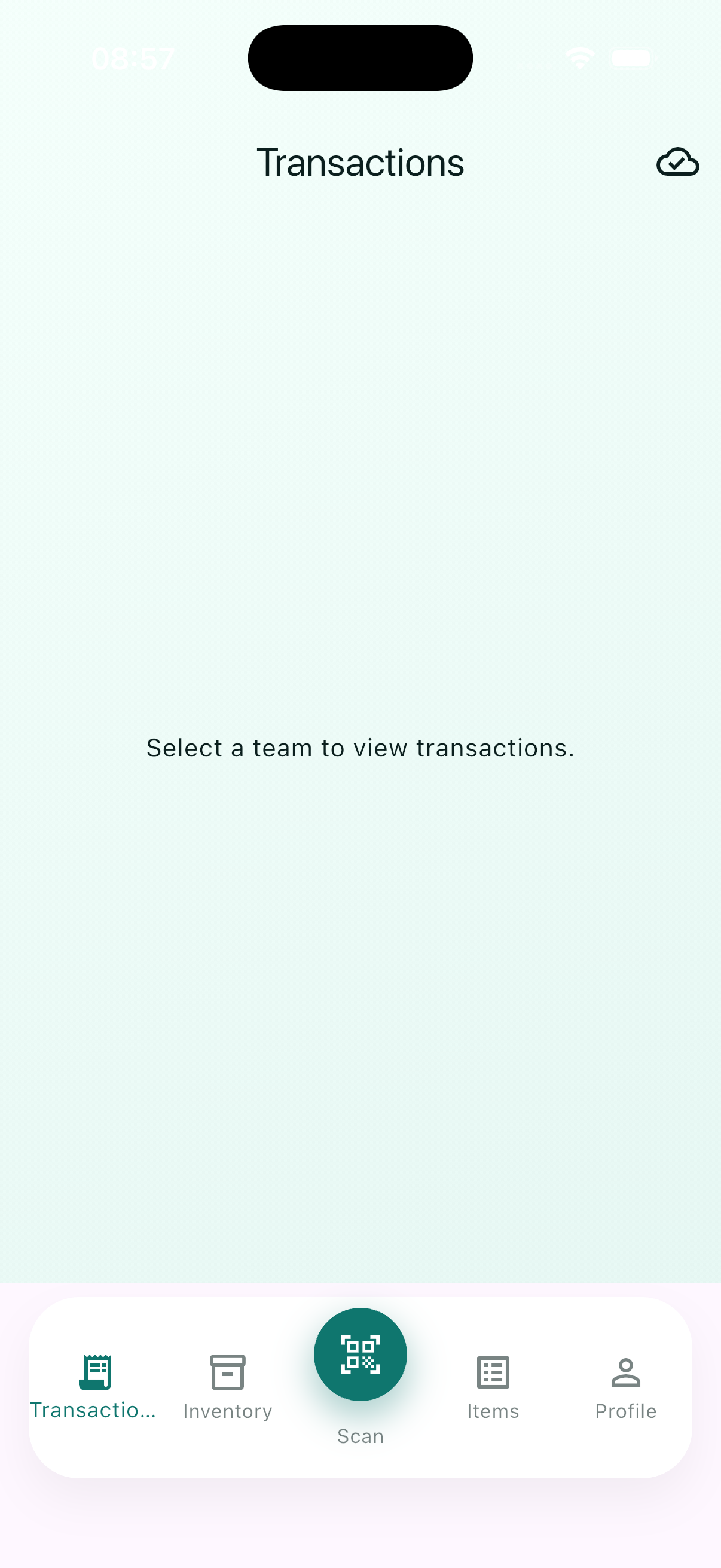 Transactions screen